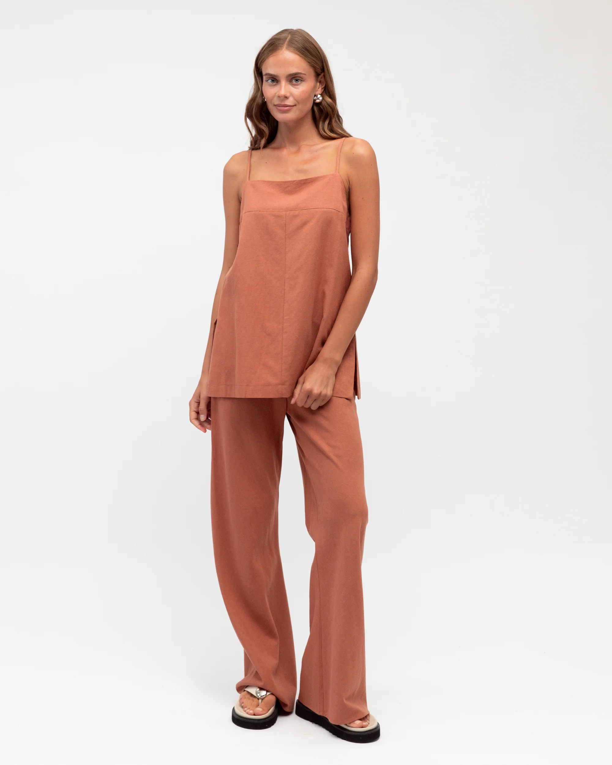 LOUISE DRAWSTRING PANTS - Terracotta - Image 3