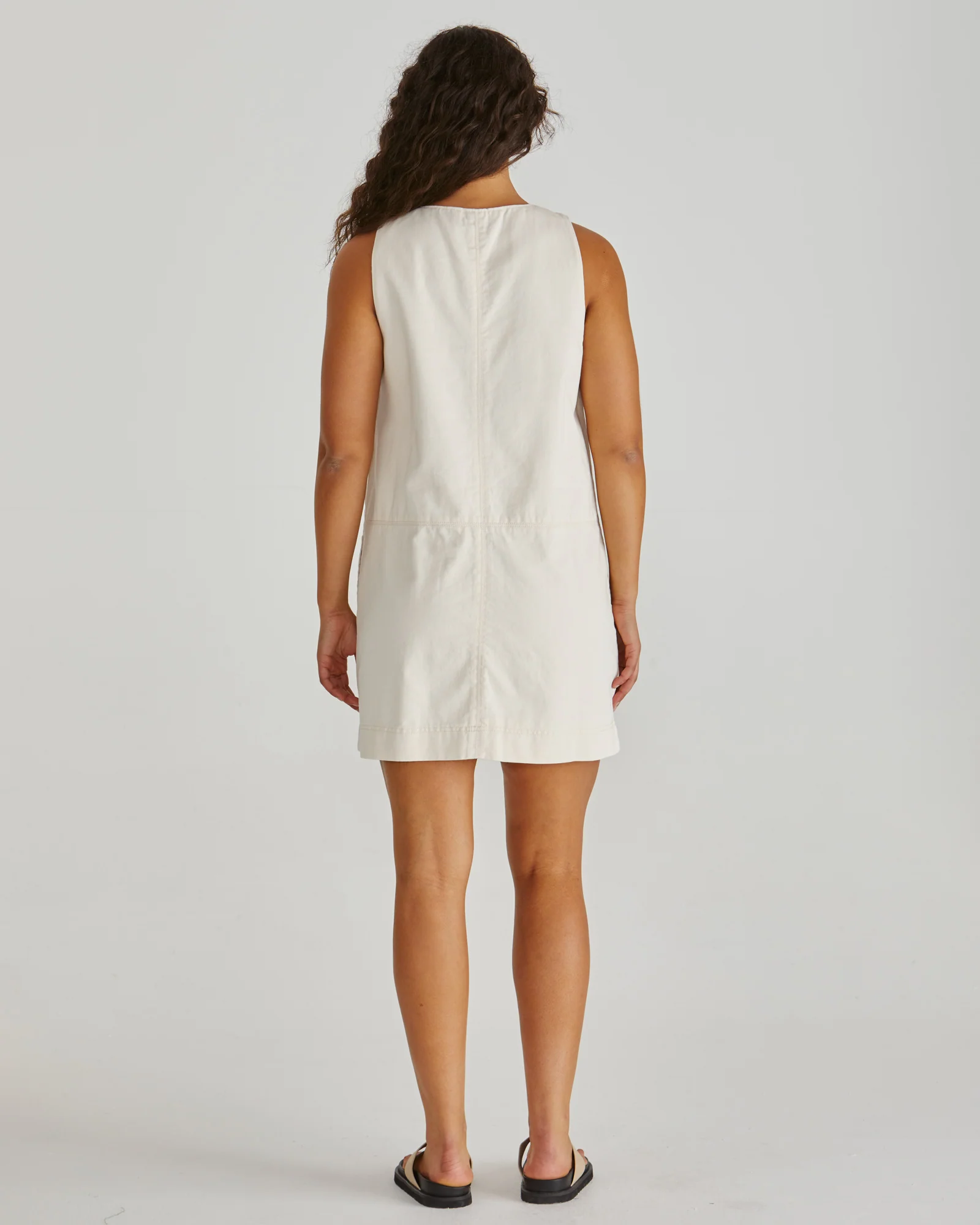 MARCY DENIM SHIFT DRESS - Parchment - Image 6