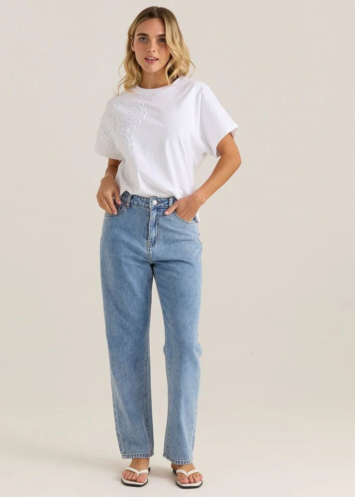 Mira Crochet Tee - White - Image 2